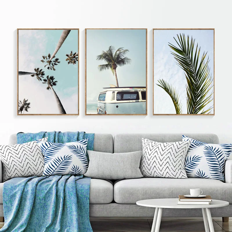

Scandinavian Landscape Tropical Poster Modern Impression Coconut Bus Wall Art canvas Painting Nordic Decoration Photo Unframed