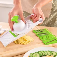 PREUP 5 en 1 Multifunción ABS Hoja de Acero Ajustable Herramientas de Cocina Vegetal Fruta Slicer Cortador Rallador Accessorries