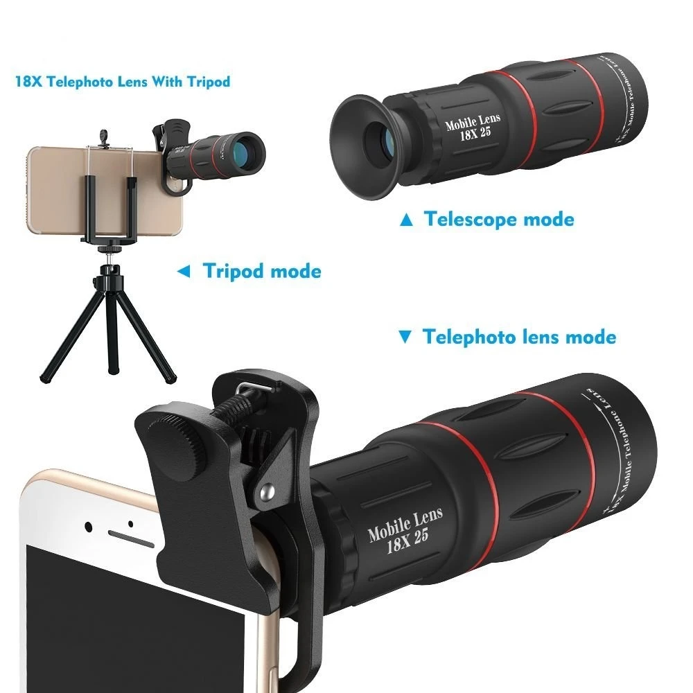 العالمي 18X تلسكوب بصري التكبير الهاتف المحمول عدسة ل فون سامسونج XIAOMI الهواتف الذكية كليب Telefon عدسة الكاميرا