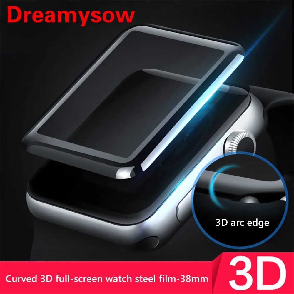 3D 9H Coverage Screen Protector for iWatch Series 4 2 1 Glass Flim Full Cover Tempered Glass For