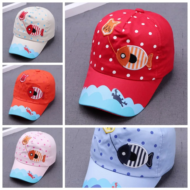 

New Baby Cap Newborn Hats with Cat Fishing Printed Children Girls Sun Hat