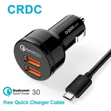 CRDC Car-Charger Quick Charge 3.0 Dual QC 3.0 USB Car Phone Charger for Xiaomi mi5 iPhone 7 Samsung Galaxy s8 7 6 LG Huawei Etc