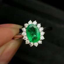 Jewelry Palace Luxury Natural Emerald Oval 6*8 Ring 100% Real 925 Sterling Silver Ring for Women Fine Jewelry