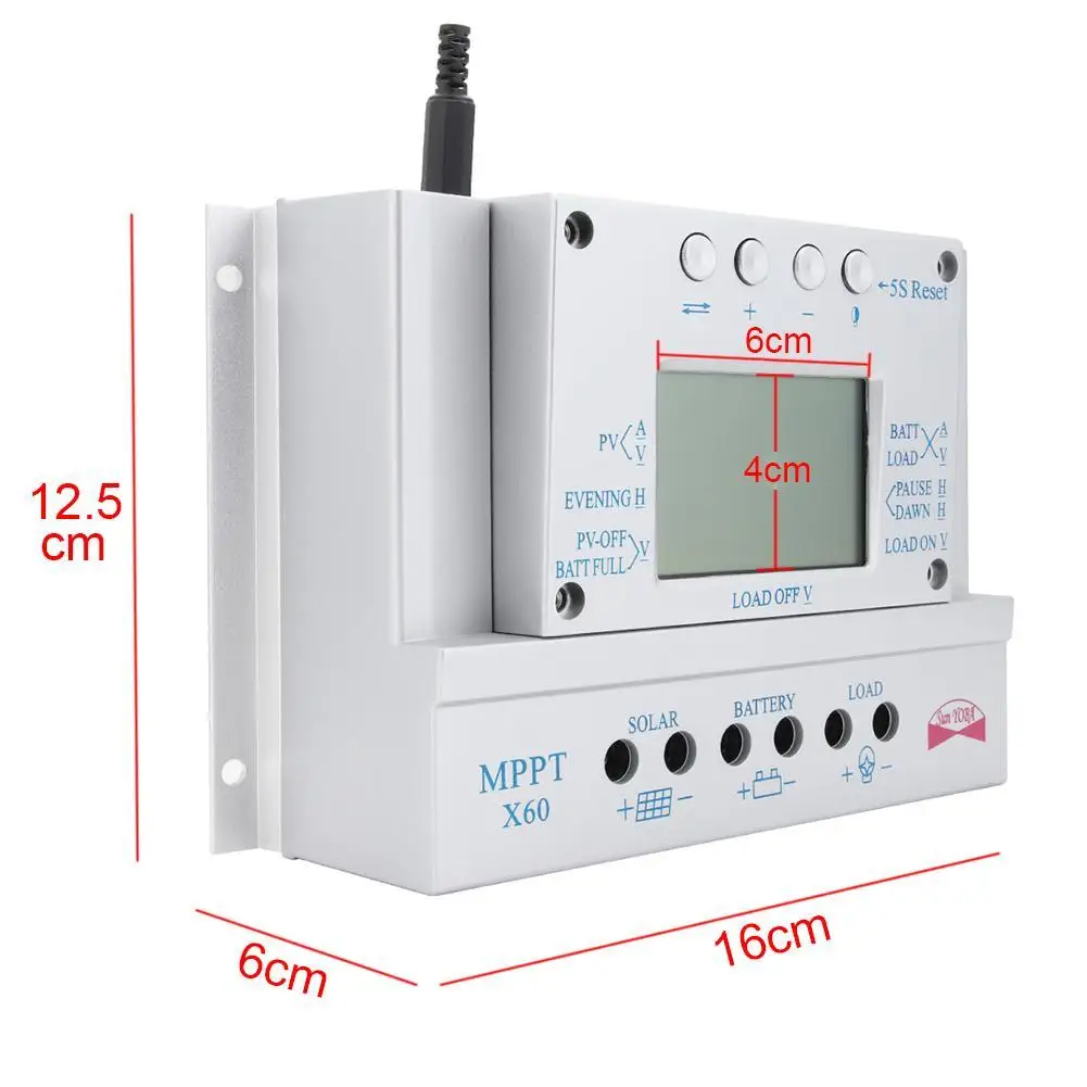 Sun yoba lcd X60A регулятор MPPT солнечной панели Контроллер заряда 12 В/24 В автоматический переключатель для улучшения дома