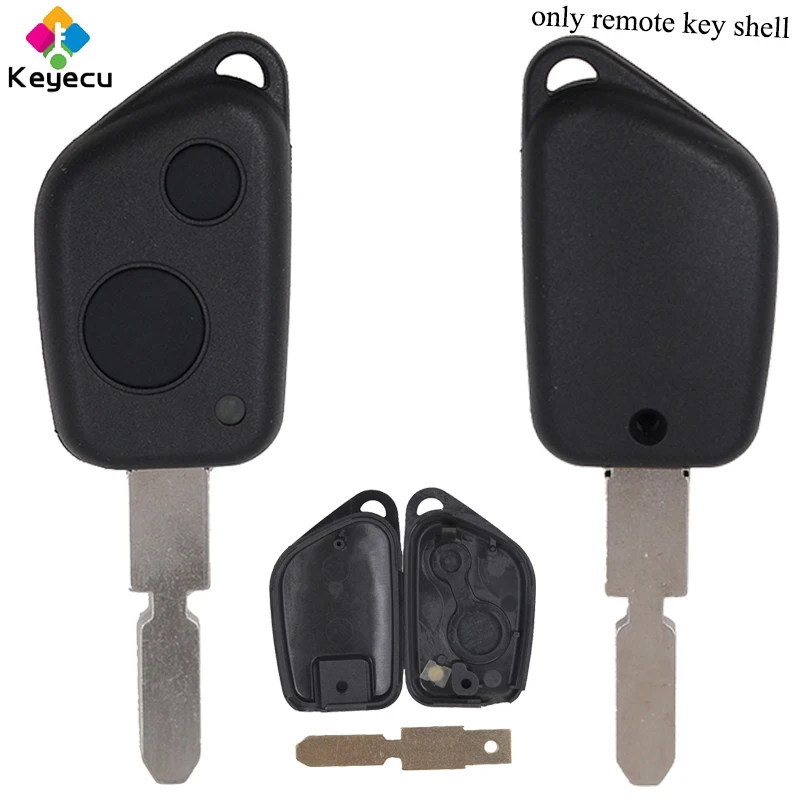 

KEYECU Replacement Uncut Remote Control Car Key Shell Case - 2 Buttons& 66# Blade - FOB for Peugeot 106 205 206 306 307 405 406