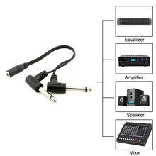 3.5mm Mini 1/8 inch TRS Stereo Female Jack to Dual 1/4 6.35mm Male Plug Mono TS Right Angle Audio Adapter Y Splitter Cable    #8