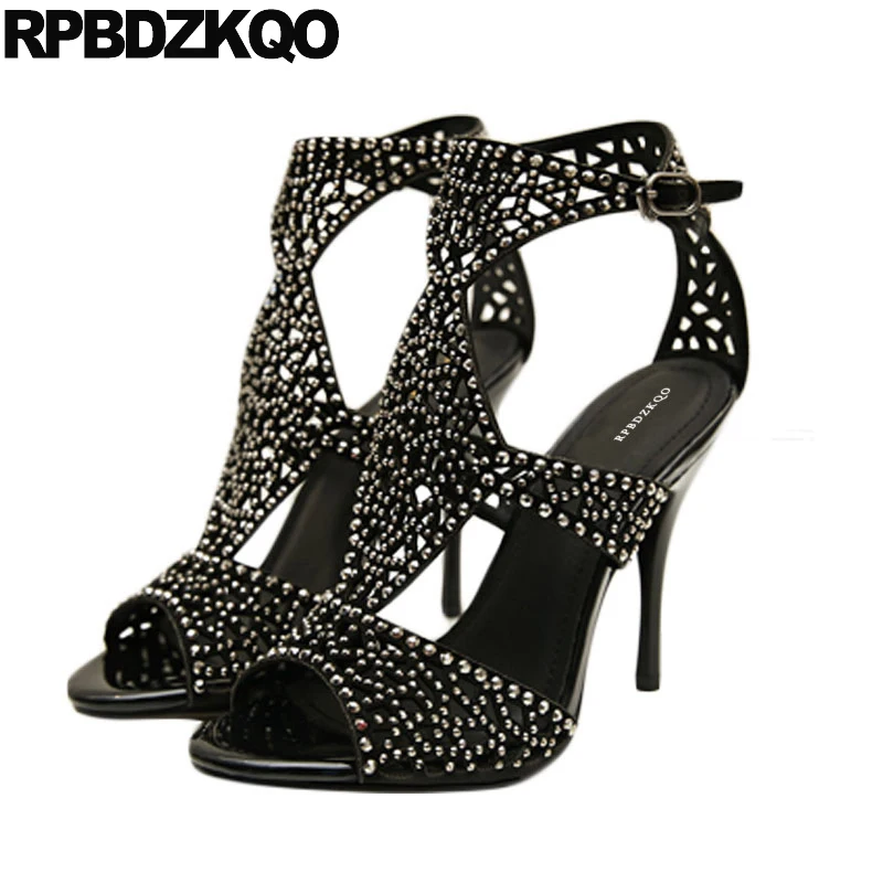black rhinestone heels