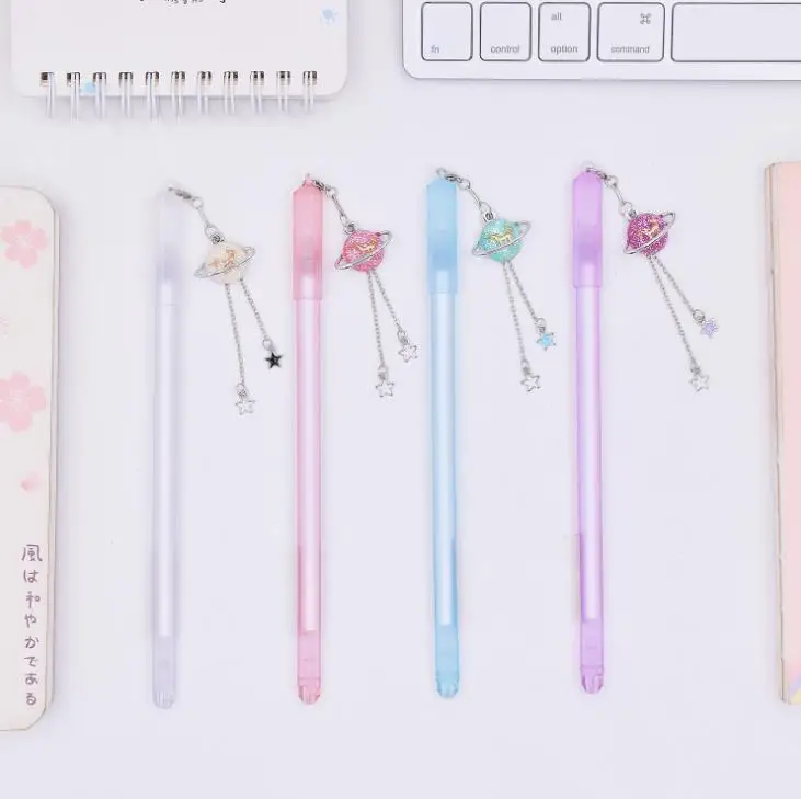 4 Pcs/set Kawaii 0.5mm Starry Sky Star Moon Pendant Gel Pens Signature Pen For Girls Gifts Korean Stationery School Office Gifts