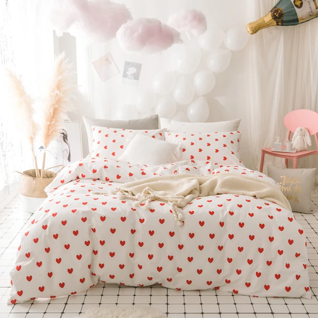 Pink Heart Twin Bedding Set Queen King Size Bed Cotton Sheet Pink Heart Twin Bedding Set Queen King Size Bed Cotton Sheet Ed Duvet Cover Parrure De Lit Ropa Cama