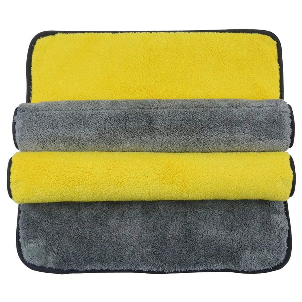 Sinland, 2 упаковки, 1000gsm, 40 см x 60 см, плюшевое полотенце из микрофибры для автомобиля, высокое качество, супер абсорбент, чистящее полотенце для автомобиля, двухстороннее