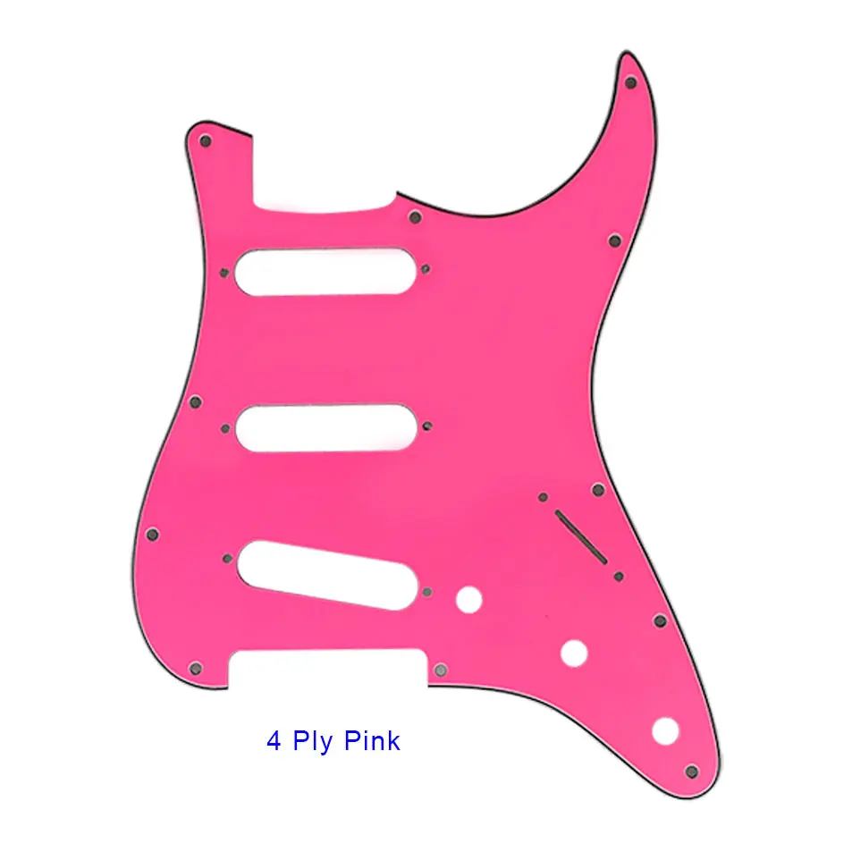 Pleroo Custom Guitar Pickguard-для США \ Мехико Fd Stratocaster 72' 11 винтовое отверстие Стандартный St царапина пластина Многоцветный выбор - Цвет: 4Ply pink