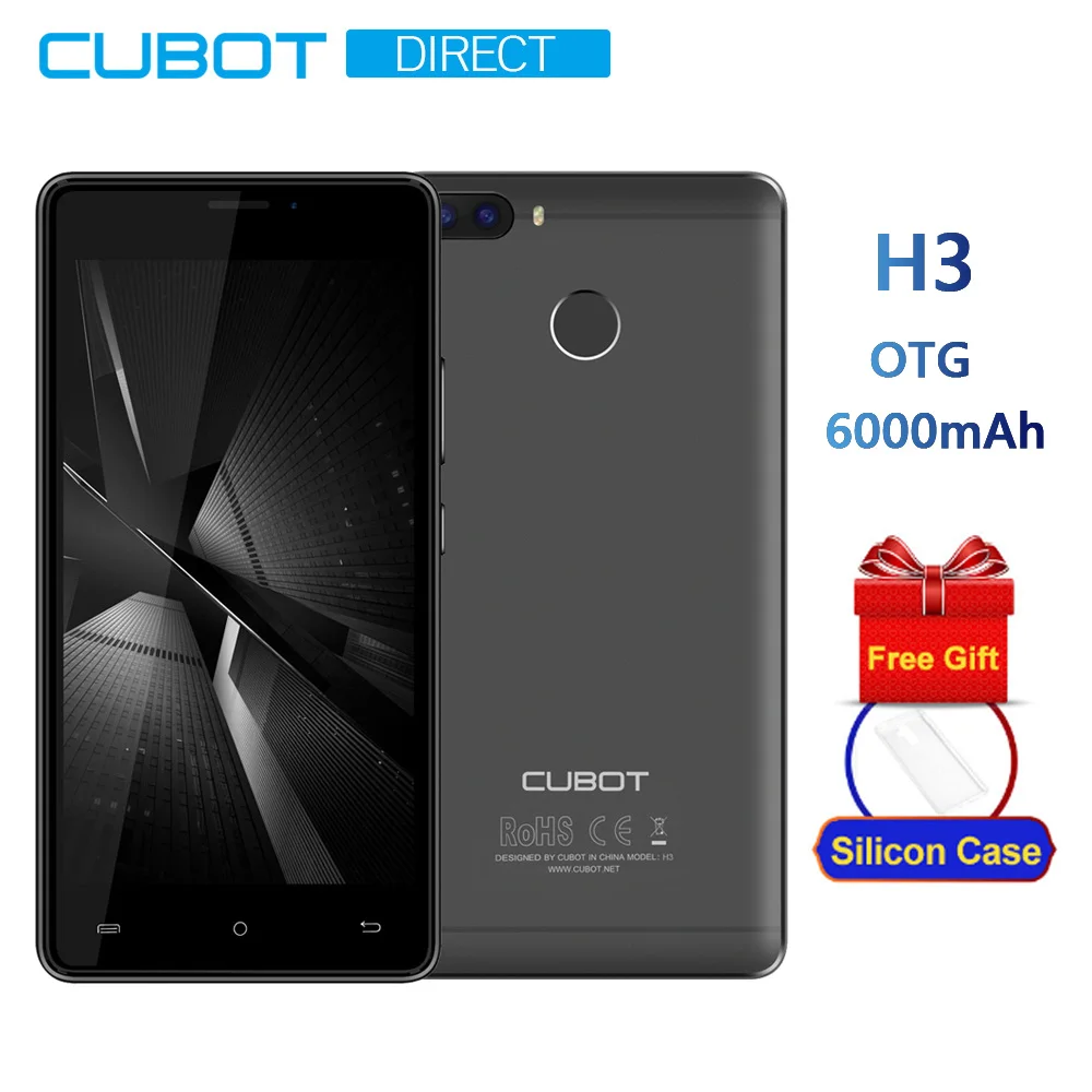 Cubot H3 6000mAh Big Battery OTG 5.0 Inch HD Android 7.0 MT6737 Quad Core 3GB+32GB Smartphone Rear Dual Camera 4G LTE Finger ID|Смартфоны| |