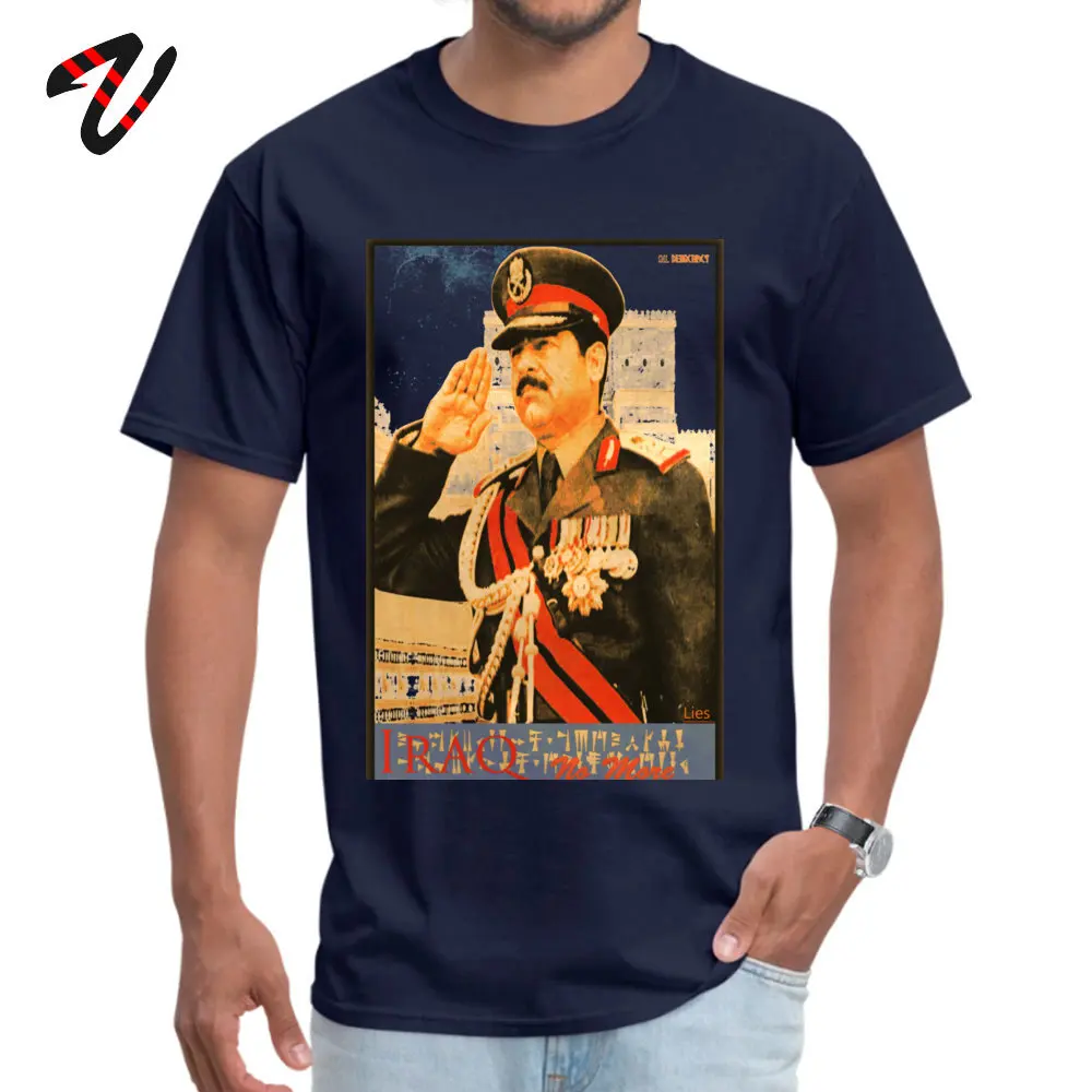 Male Newest Tops Shirts Crew Neck Thanksgiving Day 100% Cotton Fabric T Shirt Design Short Sleeve Saddam Propaganda T Shirts Saddam Propaganda7354 navy
