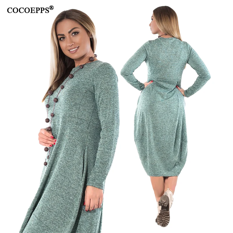 Осенне-зимнее платье CACNCUT 5XL 6XL большое женское Теплое повседневное 2018 вязаные