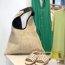 Sacs à main en rotin pour femmes, sac à bandoulière en osier tissé en paille, sacs de styliste grande capacité fourre-tout décontracté pour la plage d'été