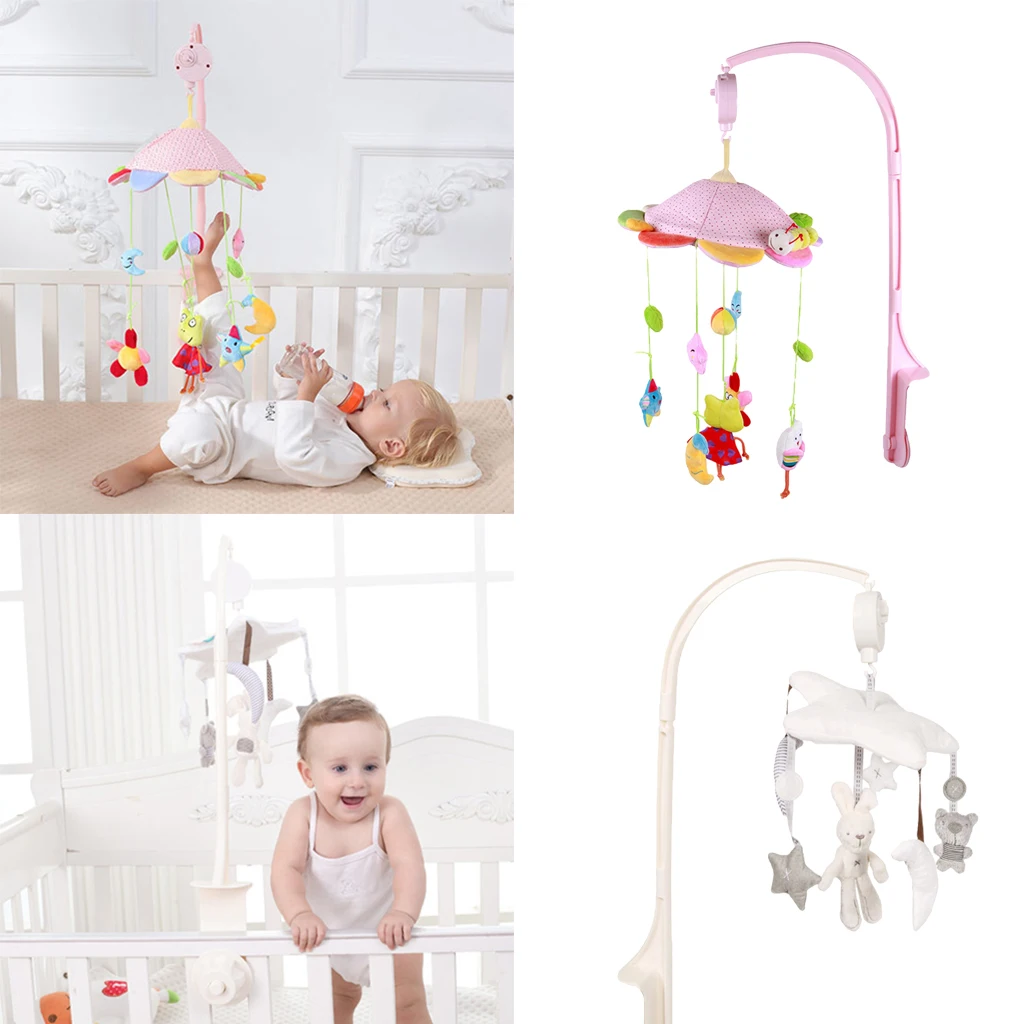 Baby Nursery Cot/Crib Mobile Toy with Soothing Musical Lullaby Sounds Play White & Pink Optional