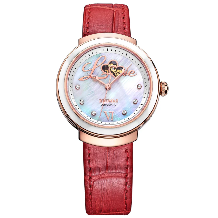 Montre Femme, автоматические часы для женщин, Топ бренд, роскошные женские платья,, модные наручные часы для девочек, повседневные водонепроницаемые часы, reloj mujer - Цвет: red-white