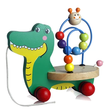 

Kids Cartoon Animal Model Wood Bead Car Toys Baby Wooden Vehicles Fun Educational Puzzle Cognitive Toy Children Novelty Gifts