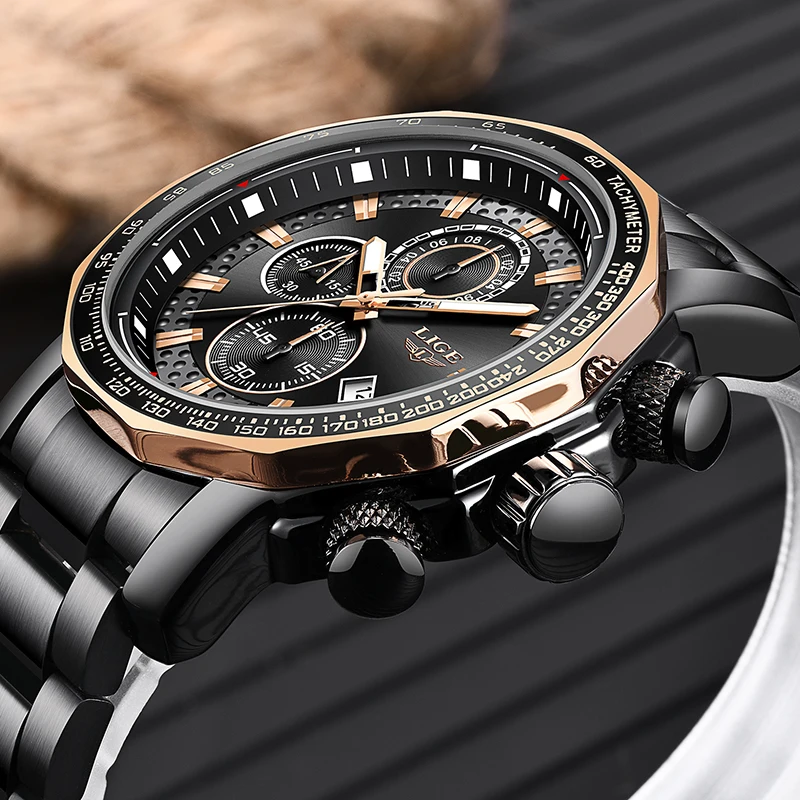 

LIGE Mens Watches Military Army Chronograph Watch Top Brand Luxury Sports Casual Waterproof Male Watch Quartz Man Wristwatch