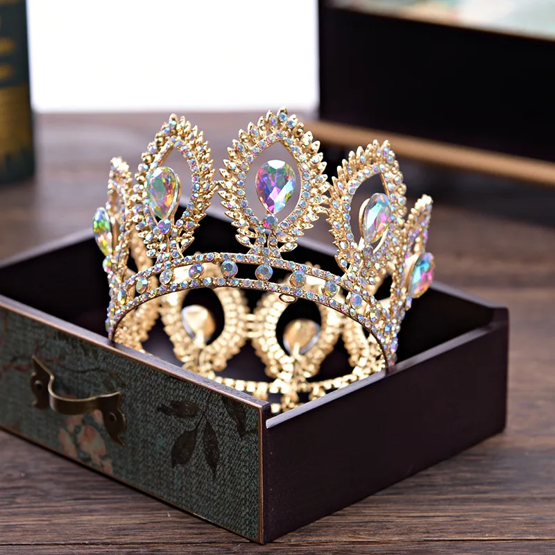 DIEZI, Корона маленького размера, в стиле барокко, золото, серебро, кристалл, цветок, корона, диадемы для женщин, AB Стразы, для девушек, невесты, свадебные украшения для волос