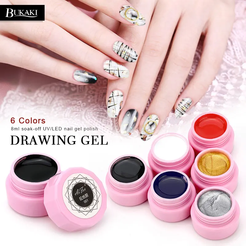 BUKAKI блестящая голографическая потянув шелк гель лак для ногтей Nail Art Советы УФ