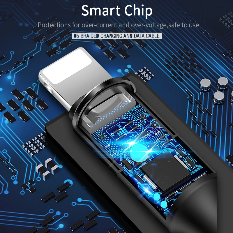 USAMS الهاتف المحمول كابل ل فون 6 XR XS X سريع USB كابل شحن كابل يو اس بي للإضاءة باد الألومنيوم جديلة كبل مزامنة بيانات