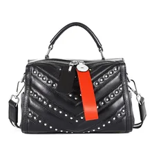 Новые женские сумки-мессенджеры из натуральной кожи, женские сумки из коровьей кожи, классная заклепка, подростковые черные модные сумки на плечо