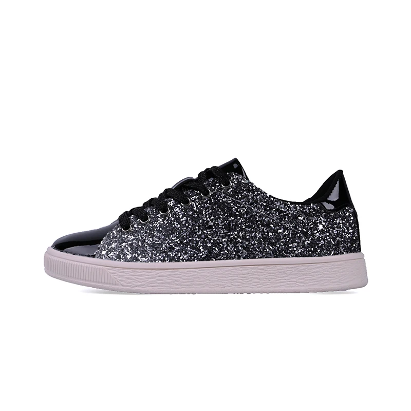 

2019 Fashio nabl Sequins Vulcanized Shoes for Women Comfortable Lace-up Sneakers Woman Rhinestone Flats Casual Shoes QDD-115