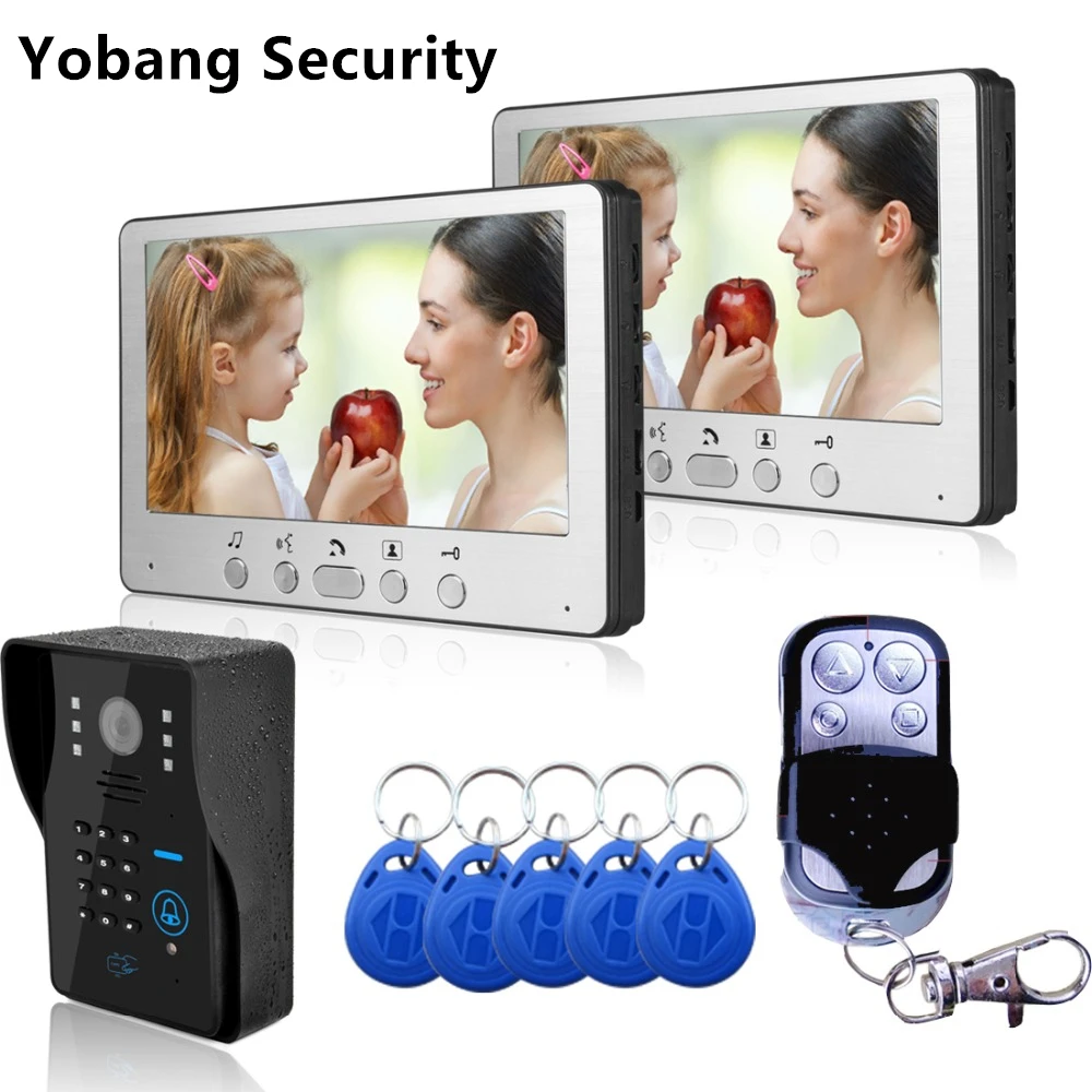 Yobang Security Freeship Home Wired 7 inch TFT Video Door Phone Intercom Kit and Wired intercom for private house