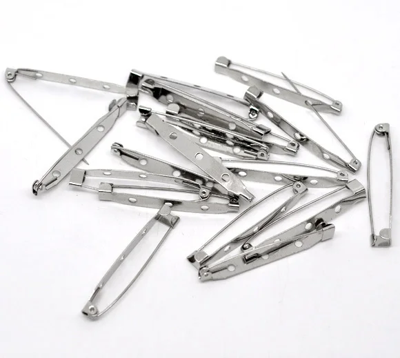 

Бесплатная доставка, 50 шт., брошь серебряного цвета, булавки для задней панели, фурнитура 45x5 мм, оптовая продажа