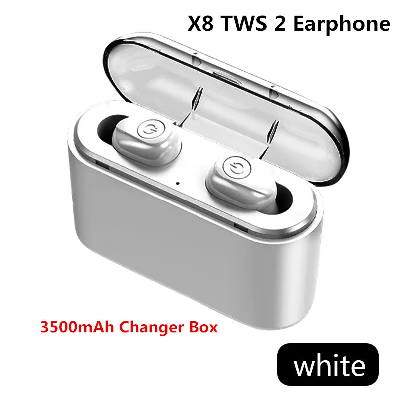 Bluetooth наушники настоящие беспроводные наушники X8 TWS спортивные наушники стерео бас гарнитура шумоподавление для телефонов IOS и Android - Цвет: X8 TWS White