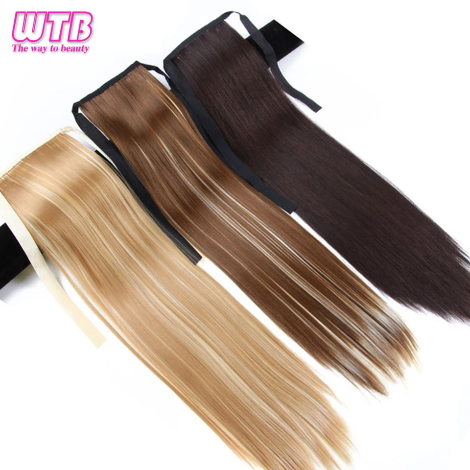 WTB Long Straight Ponytail Heat Resistant Synthetic Fiber 22" Clip In