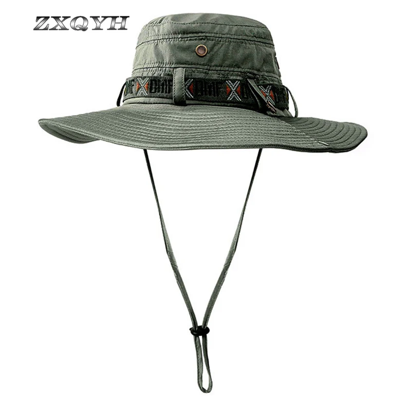 

ZXQYH Men Summer Sun Hats Wide Brim Sniper Cap Outdoor Camping Cap Men Military Tactical Cap Nepalese Hat UV Protection Fish Hat
