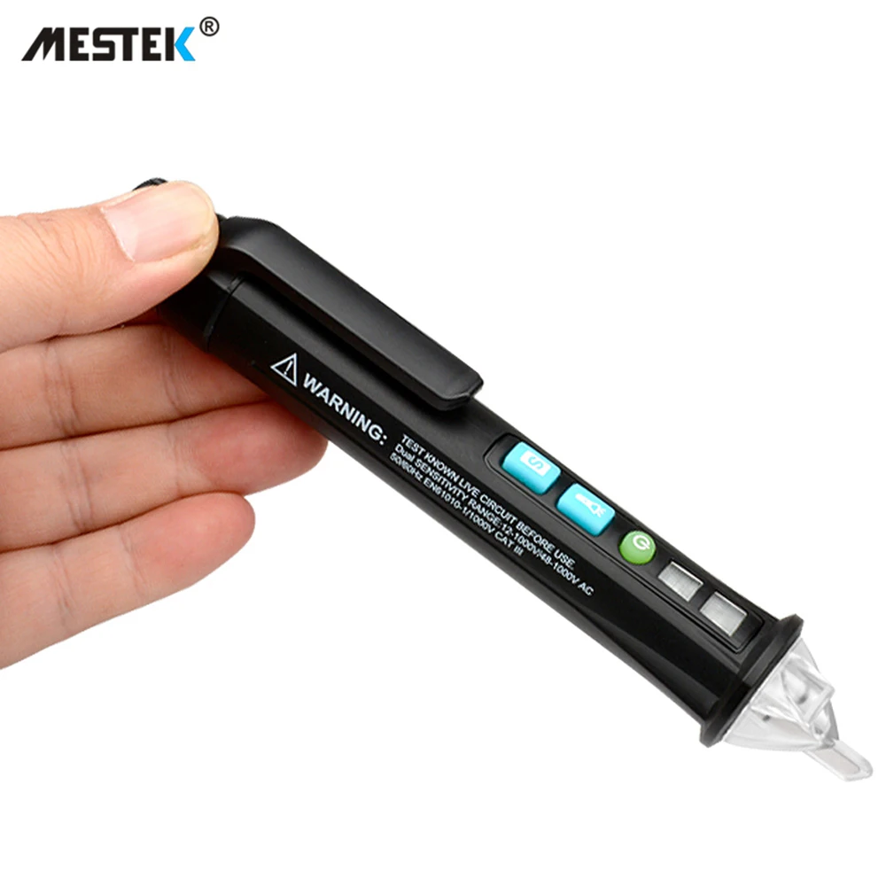 MESTEK интеллектуальная бесконтактная ручка тестера напряжения переменного тока в форме детектора со звуком и световой сигнализацией