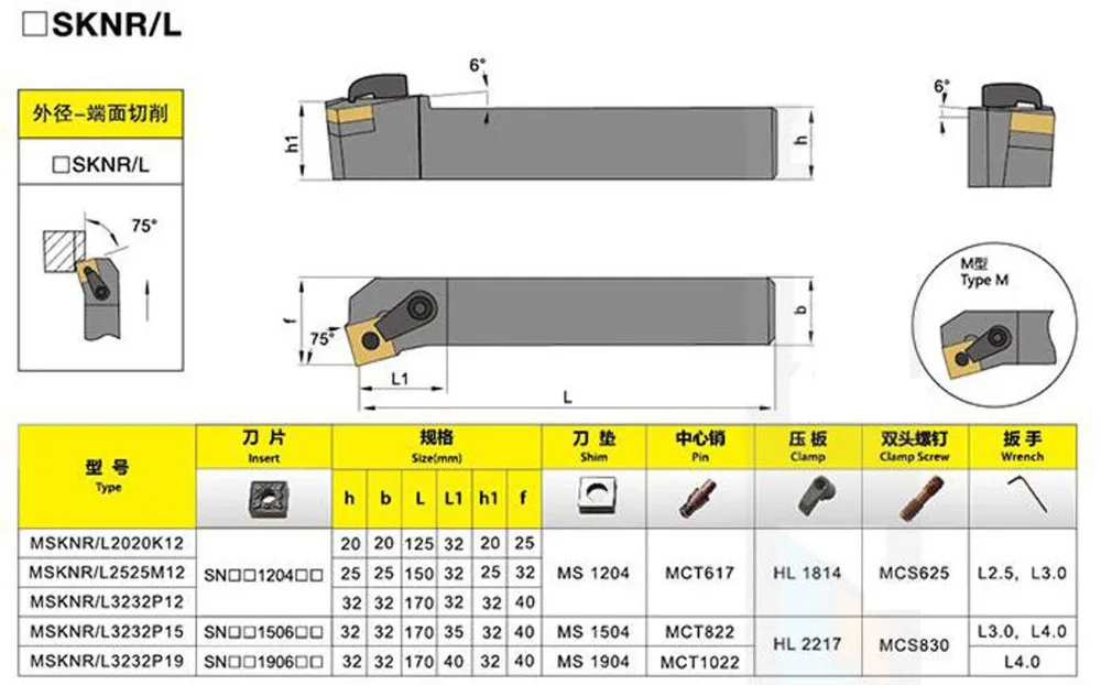 MSKNL 2020K12 Turning Machining Cutter External Boring Cutting Toolholder