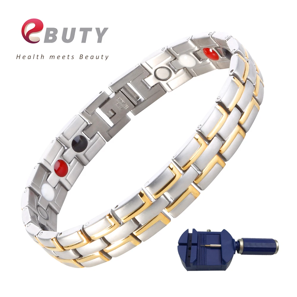 

EBUTY Health Energy Bracelets for Men Titanium Bracelet Magnet Ions Fashion Jewelry Gift Bangle with Package Box