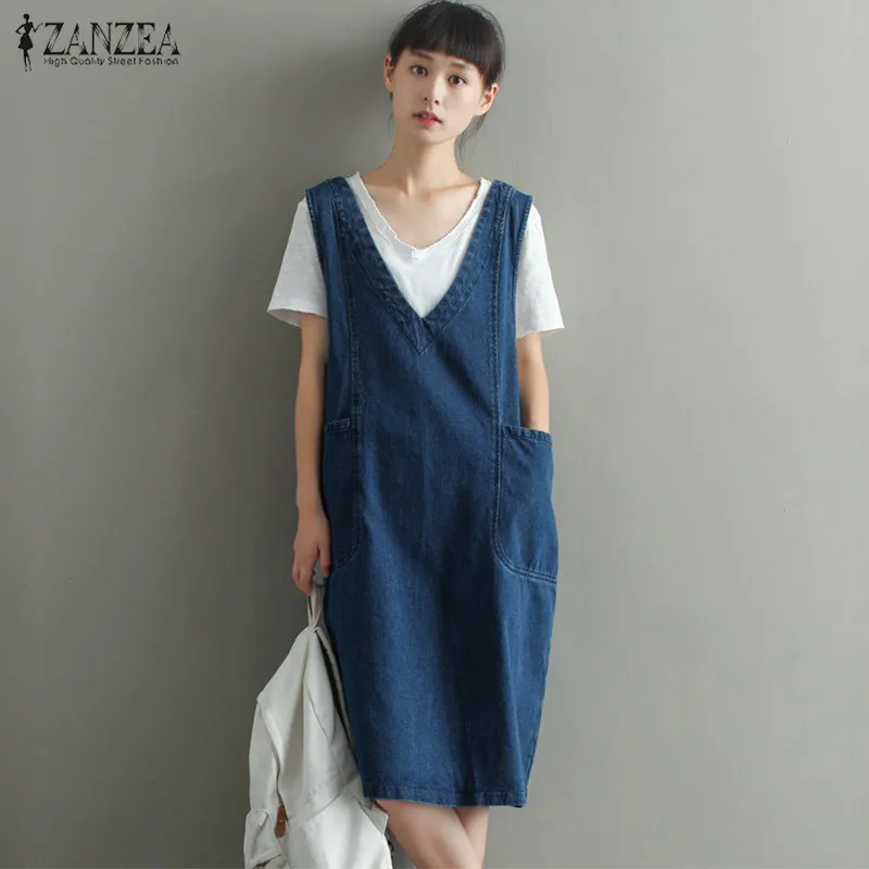 denim midi dress sleeveless