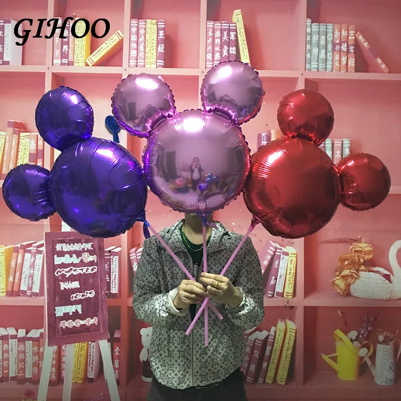 

Large 63CM Mickey Head Aluminum Foil Balloons Birthday Minnie Mickey Party Baby Hundred Days Mickey Mouse Cartoon Balloons Toys