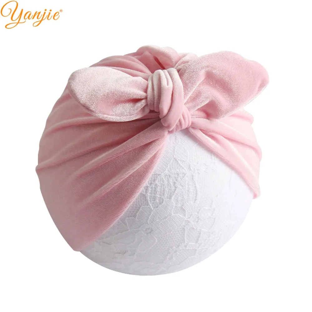 

Solid Big Knot Bow Velvet Headband For Girls 2019 Spring Kids Soft Turban Velvet Head Wrap Girls Bohemian Hair accessories