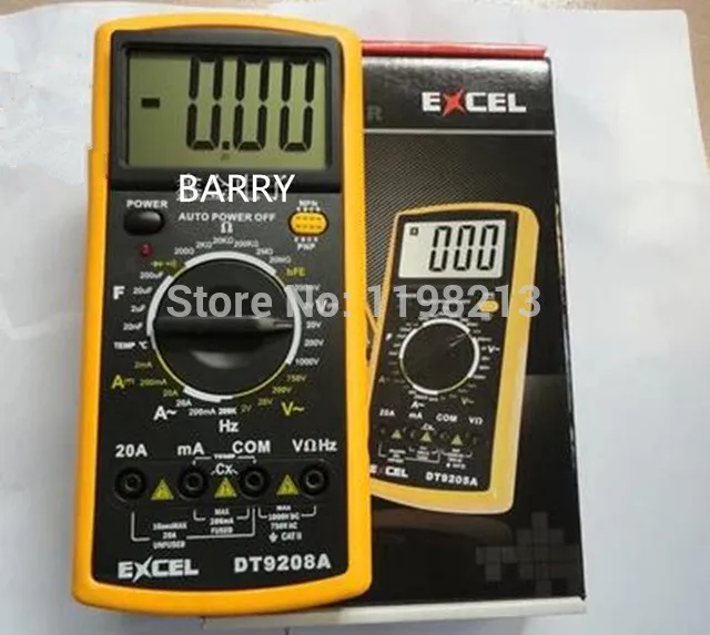 

EXCEL DT9208A LCD Digital Multimeter DC/AC Voltage DC Current AC CYRREBT Resistance Capacitance Temperature Frequency meter