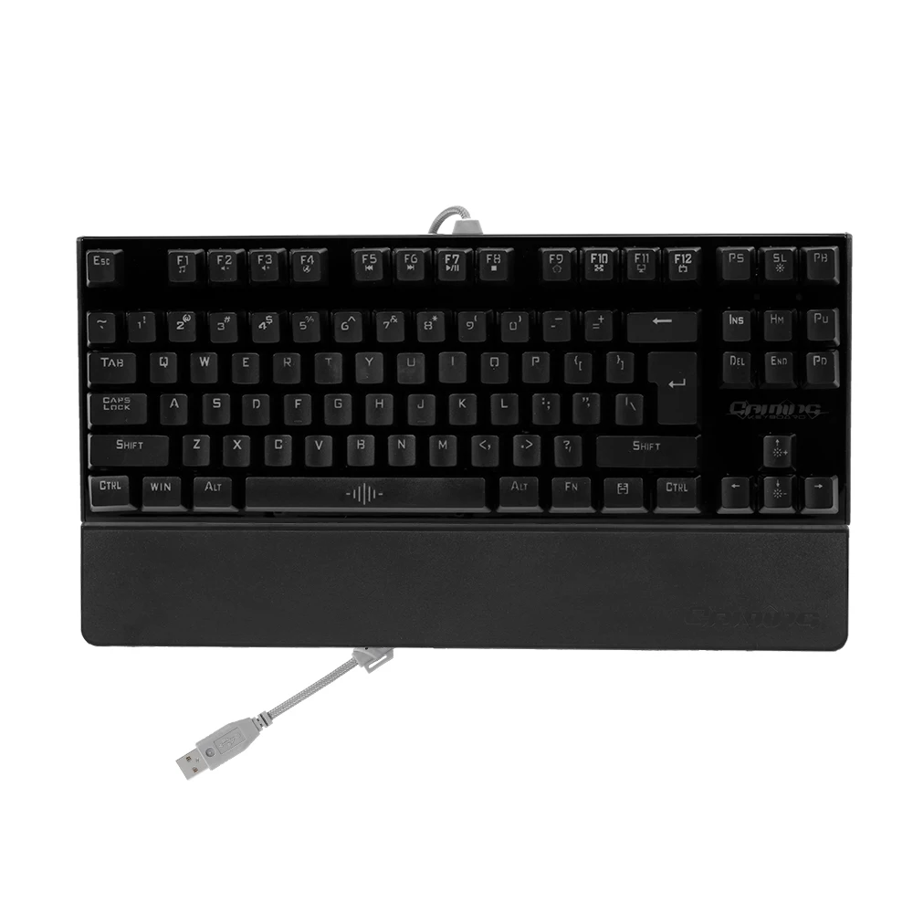 Backlit Mechanical Keyboard Gaming Keyboard Blue Switch 87 Keys Ergonomic Keyboard Suspended Keys with Hand Wrist