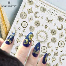 1 лист ультратонкие 3D наклейки для ногтей звезда/луна переводная наклейка золотого цвета 10,3*8 см клей для украшения ногтей