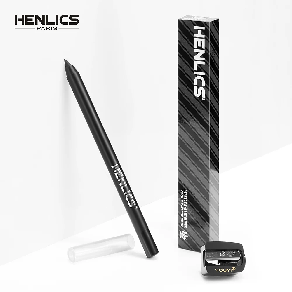 HENLICS набор для макияжа глаз Тушь + Черный Eye Liner Pencil Make Up Brush Tool 24 часа Долгое