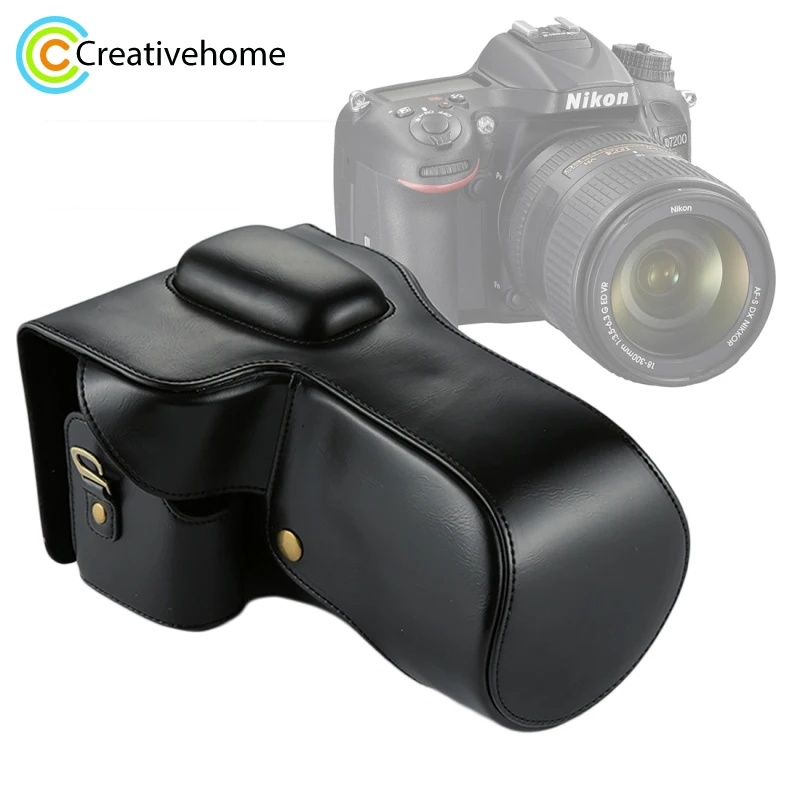 Puluz Per Nikon D7200 Borsa Per Fotocamera Full Body Custodia In Pelle Pu Custodia Protettiva Per Fotocamera Per Obiettivo Nikon D7100 D7000 (18-200/1