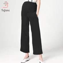 Materniity брюки женские для беременных свободные хлопковые брюки Капри Повседневная Одежда для беременных брюки черные с высокой талией широкие брюки весна