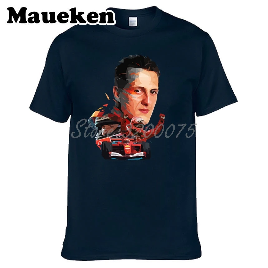Мужская футболка Michael Schumacher 1 racing driver seven time Formula одежда чемпиона мира с круглым