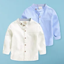 Рубашка с длинными рукавами для мальчиков новая белая детская одежда детская рубашка с воротником на весну и осень рубашка для детей 1-7 лет