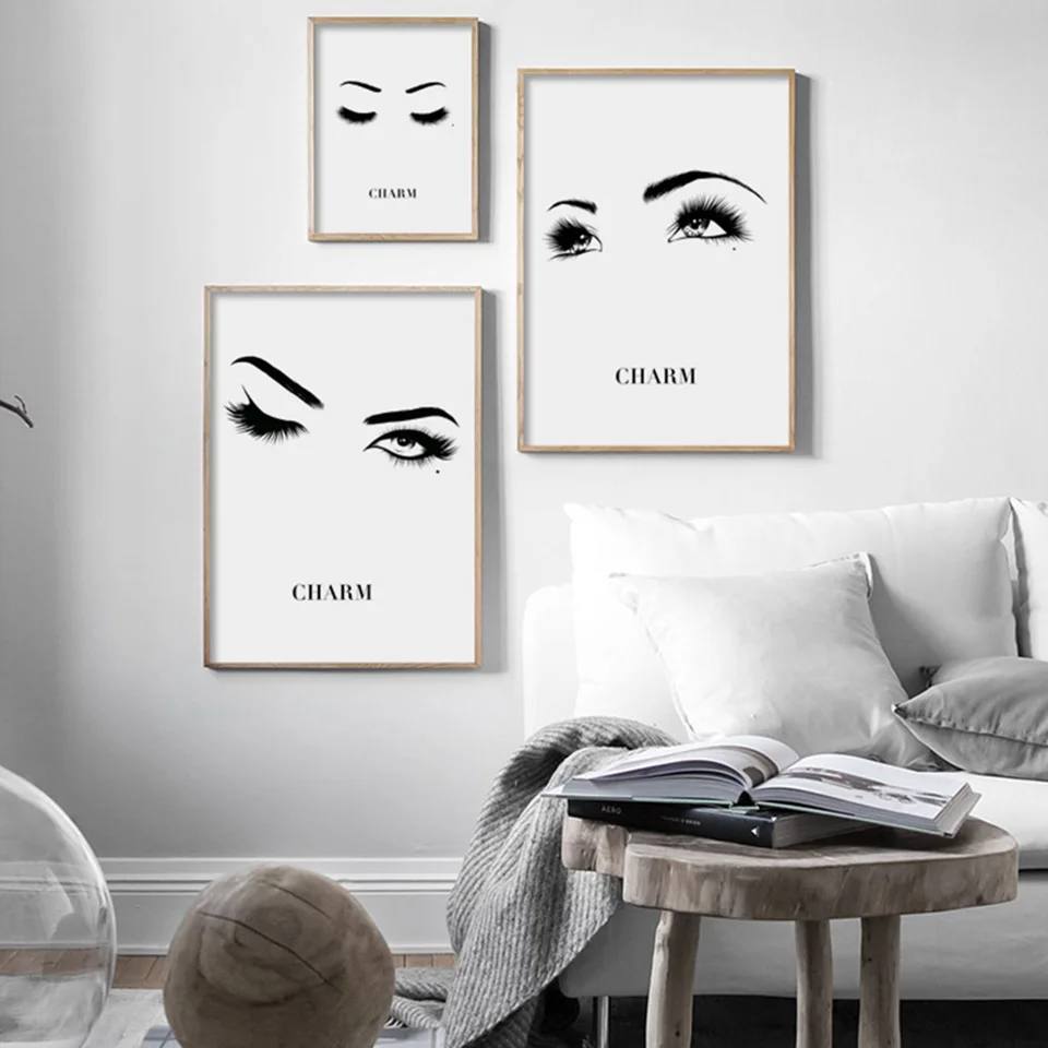 

Canvas Printed Pictures Wall Artwork Nordic Style Eyebrows And Eyes Paintings Home Decoration Modern Module Poster Living Room