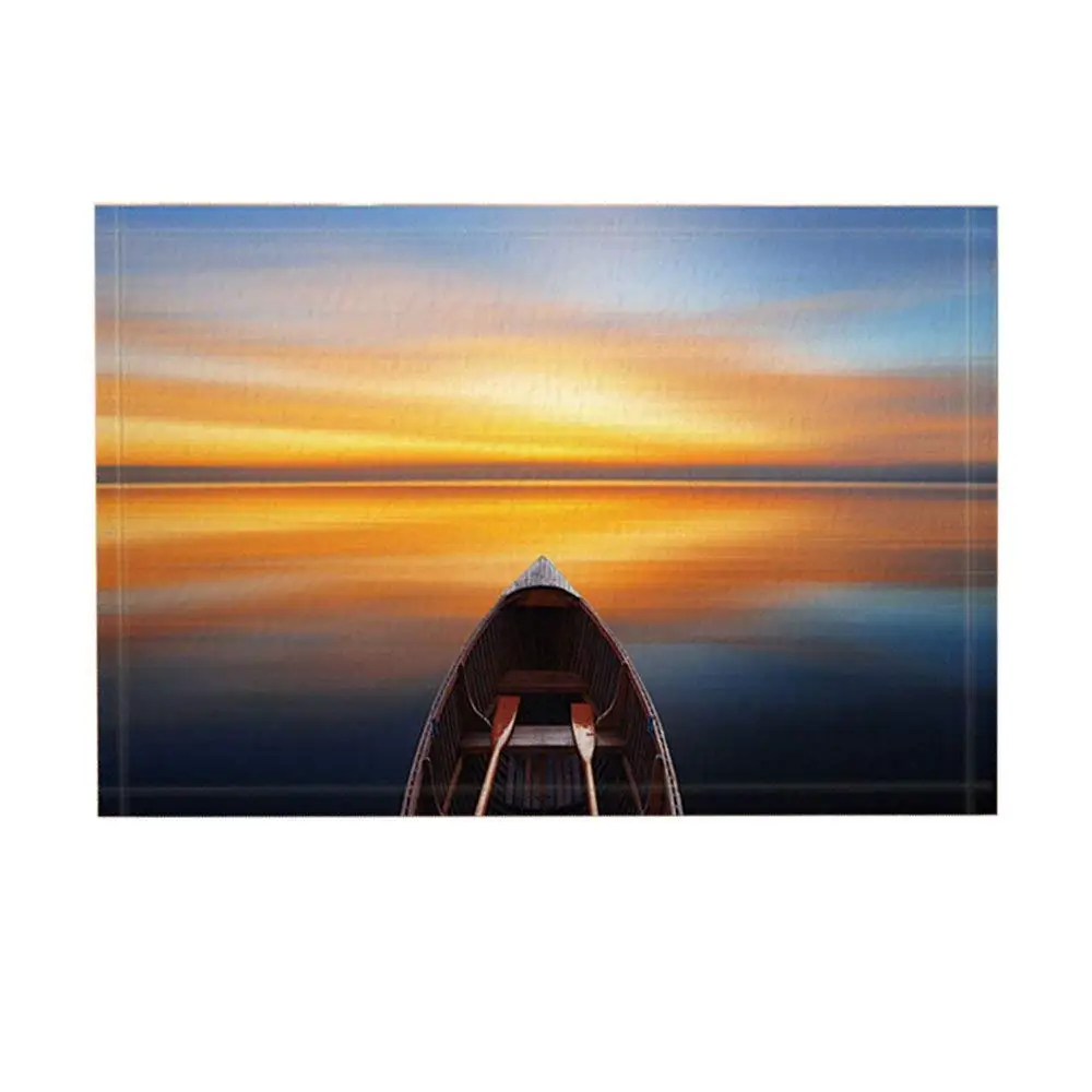 Sea Bath Rugs By Creativity Ocean Dusk Wooden Boat Sunset Glow Non-Slip Doormat Floor Entryways Indoor Front Door Mat | Дом и сад
