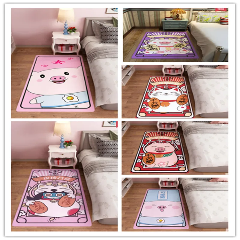 Японские Коврики для спальни ins розовый прикроватный ковер для девочек милый розовый коврик принцессы со Свинкой журнальный столик для гостиной длинный коврик для кошки CL0328